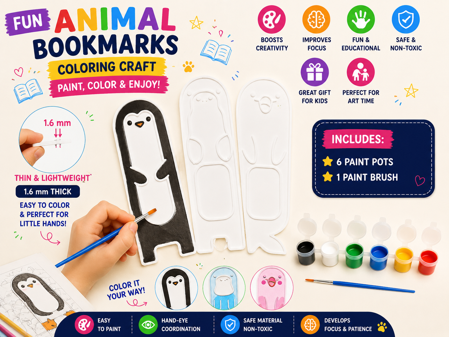 Animal Bookmark Coloring Craft
