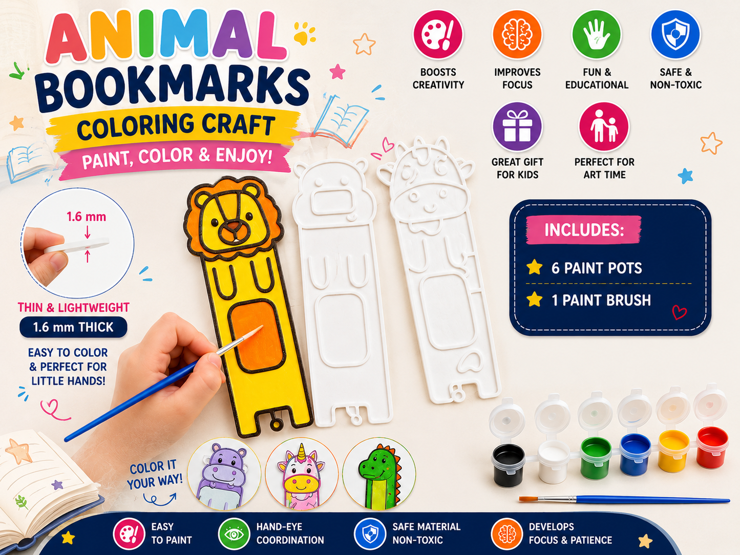 Animal Bookmark Coloring Craft