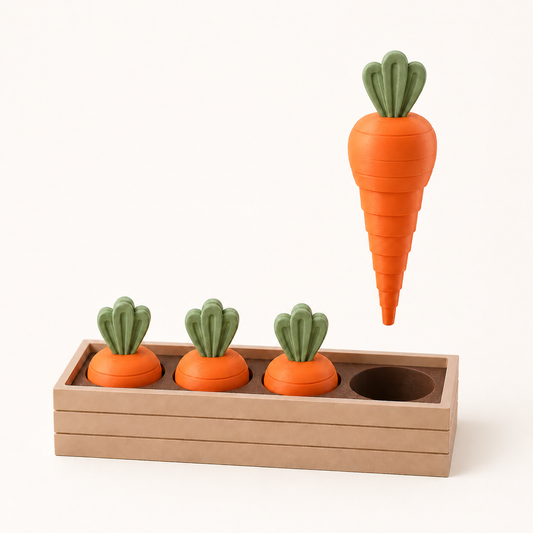 Carrot Harvest Sensory Play Set on warm white background