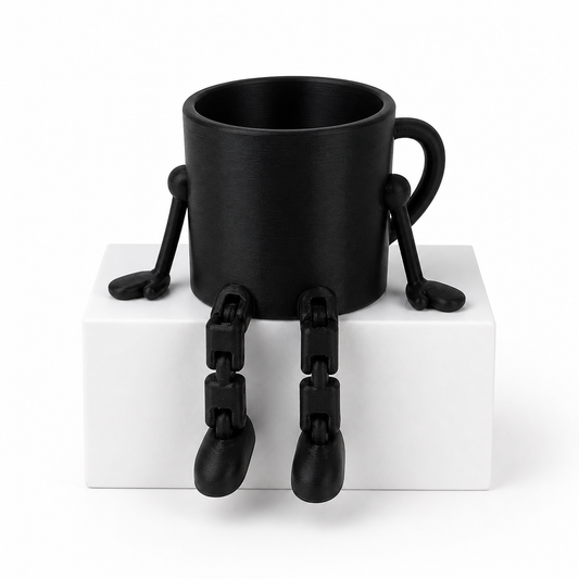 Coffee Buddy articulated cup in Black on a white background