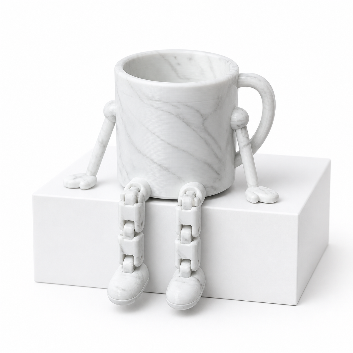 Coffee Buddy articulated cup in Marble on a white background
