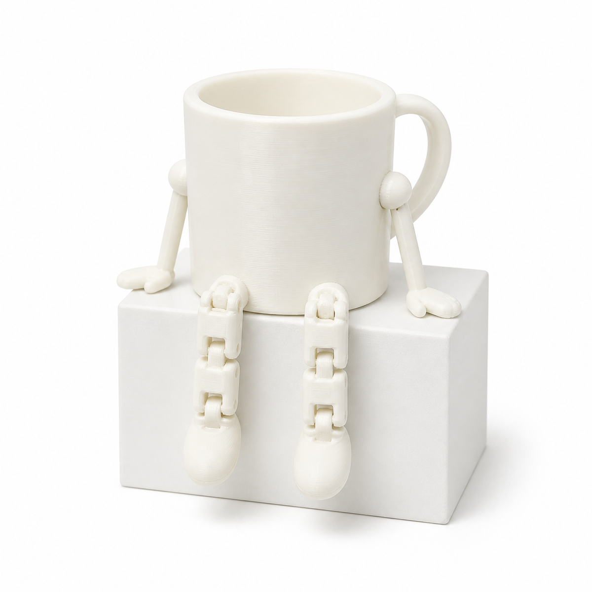 Coffee Buddy articulated cup in White on a white background
