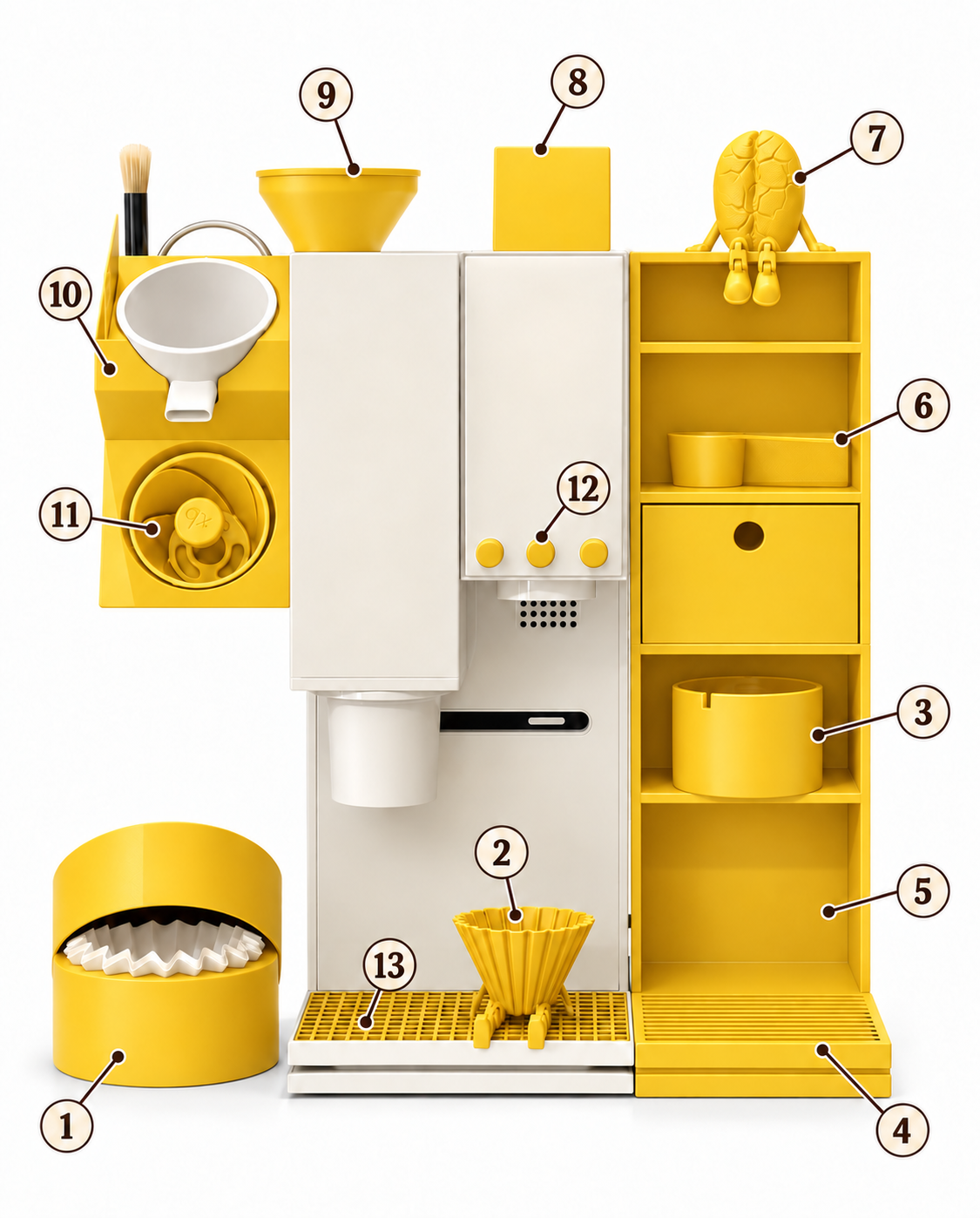 Complete Coffee Station Organizer Set compatible with xBloom Studio in Yellow