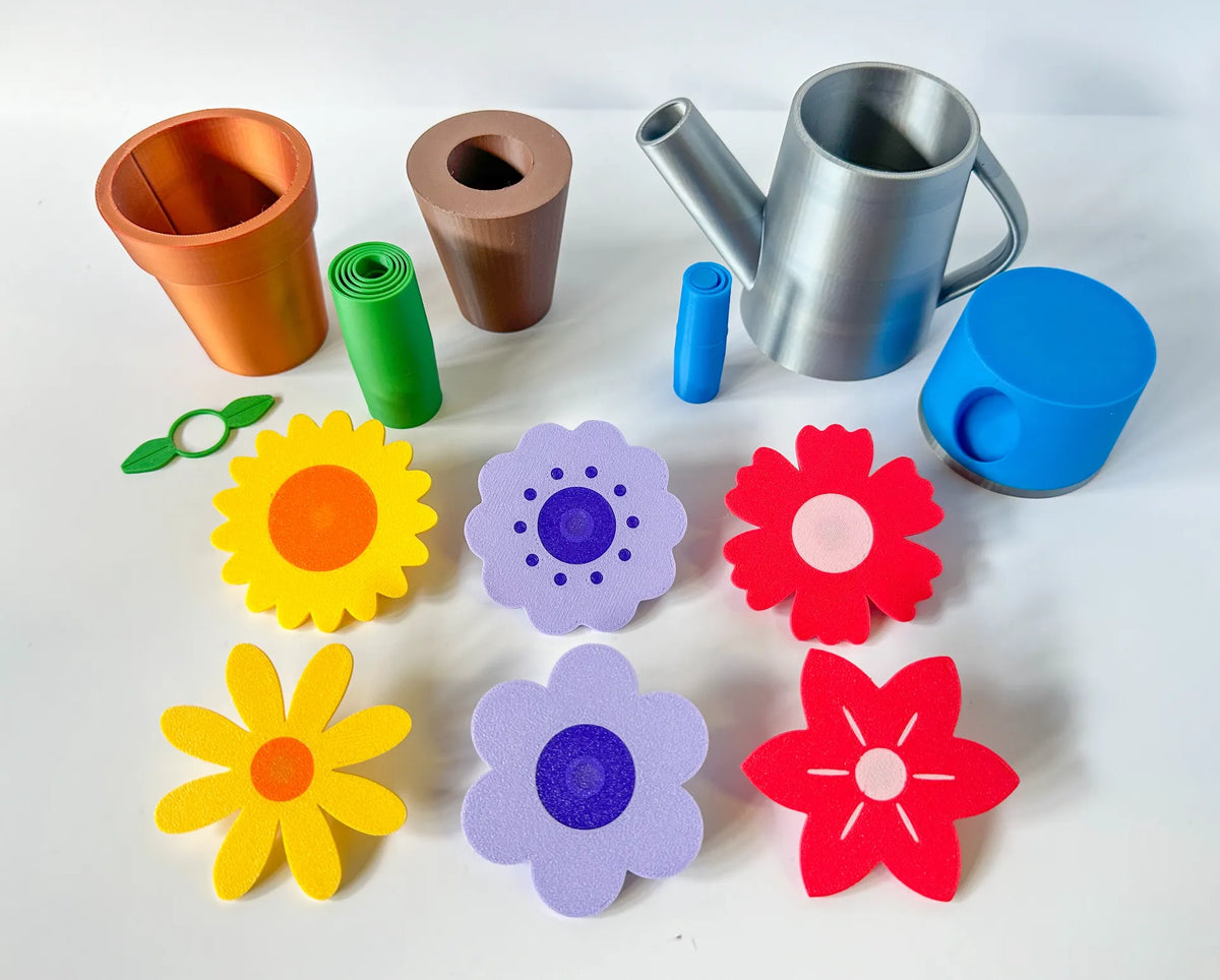 Potted flower and watering can toy parts