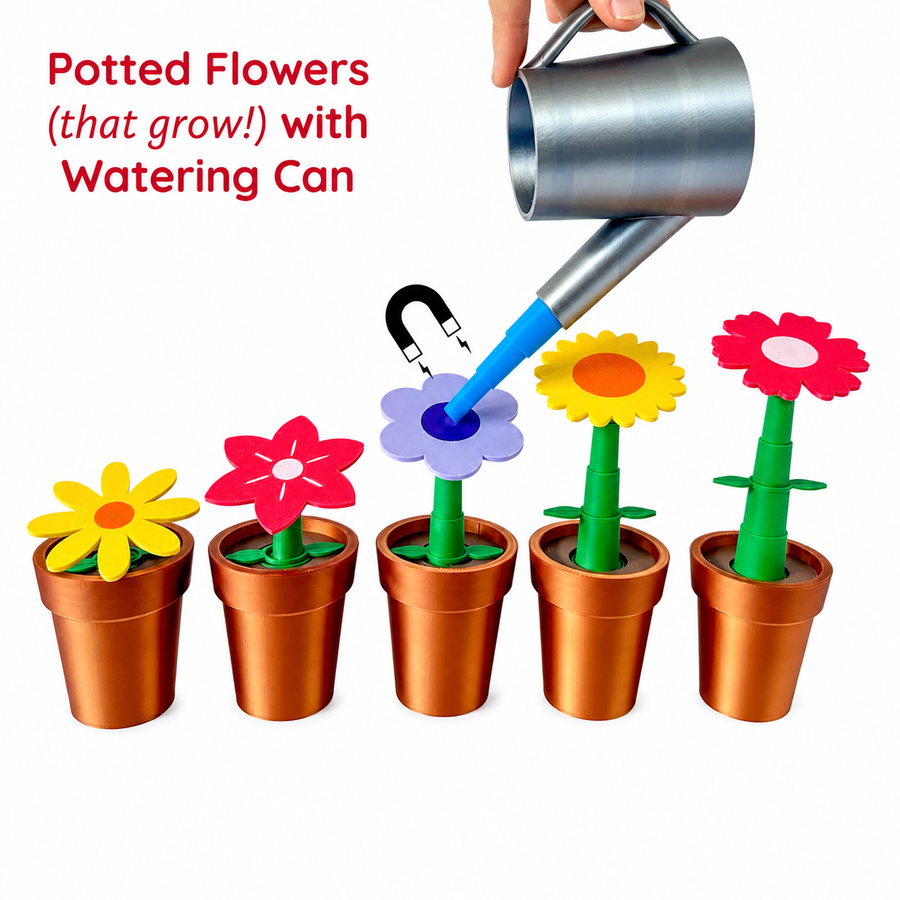 Growing Potted Flower & Watering Can Set