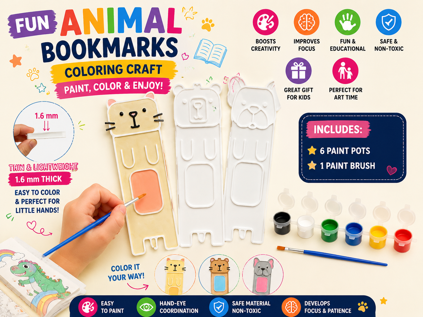 Animal Bookmark Coloring Craft