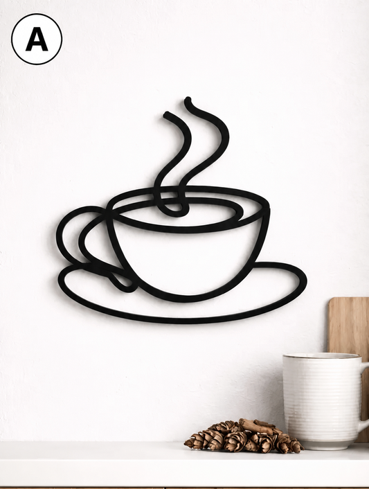 Minimalist Coffee Wall Art – Design A classic steaming cup