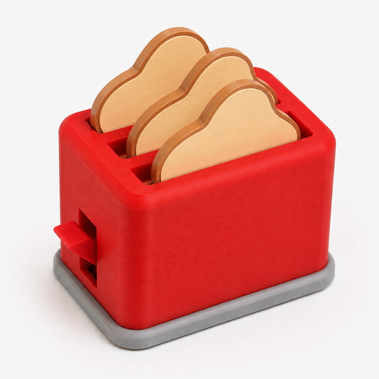 Red pretend play toaster with four bread pieces