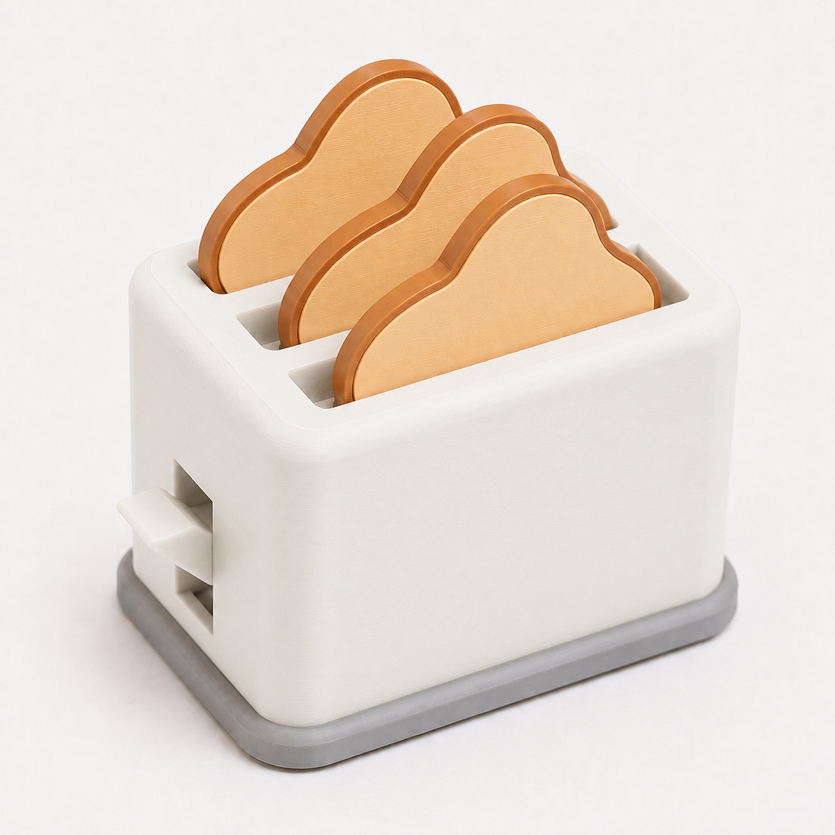 White pretend play toaster with four bread pieces