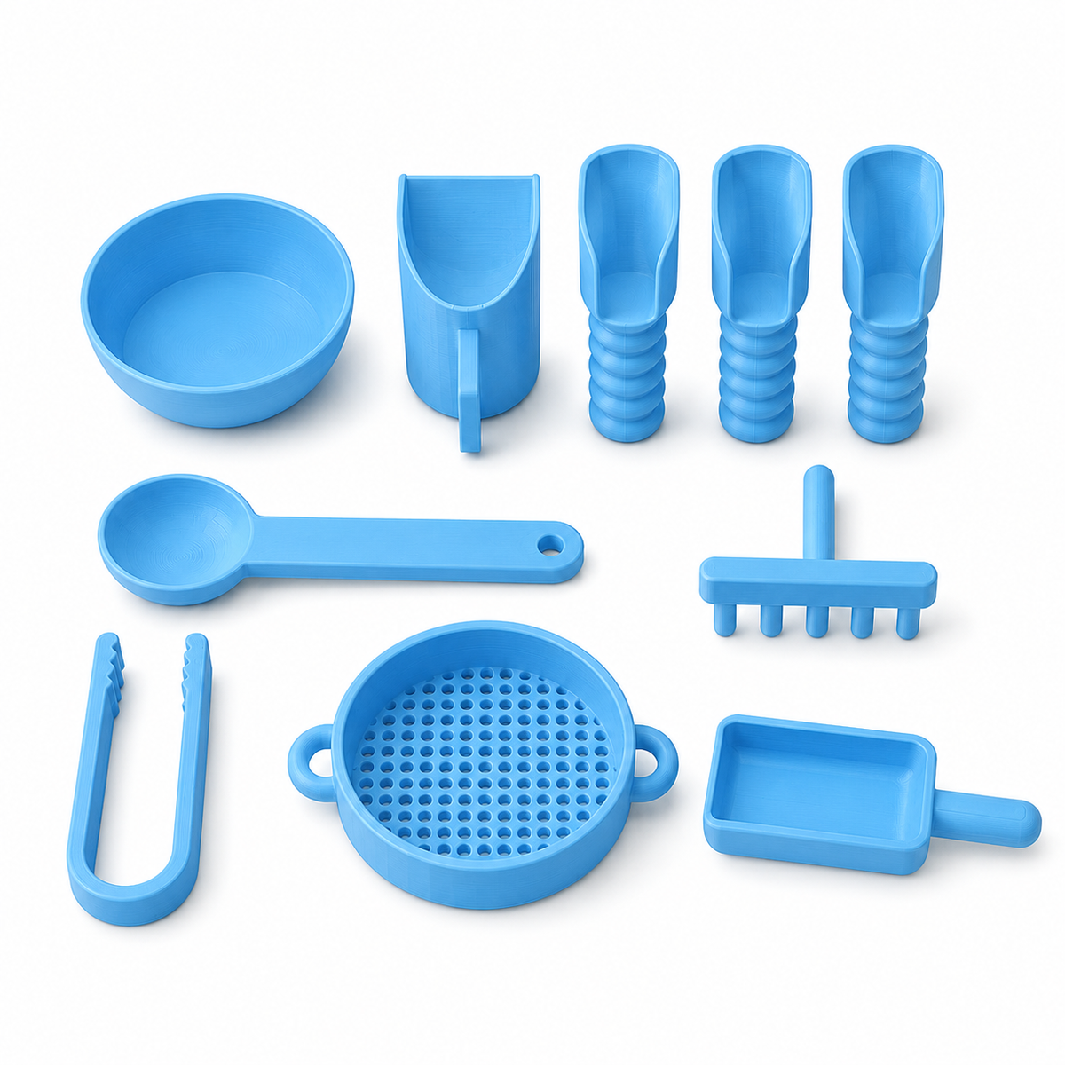 10-piece sensory play tools set in blue