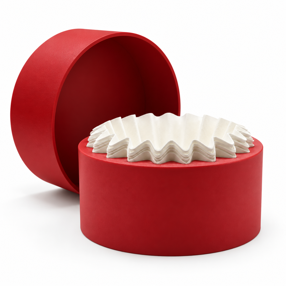 xBloom Flat Bottom Filter Holder in red with matching cover